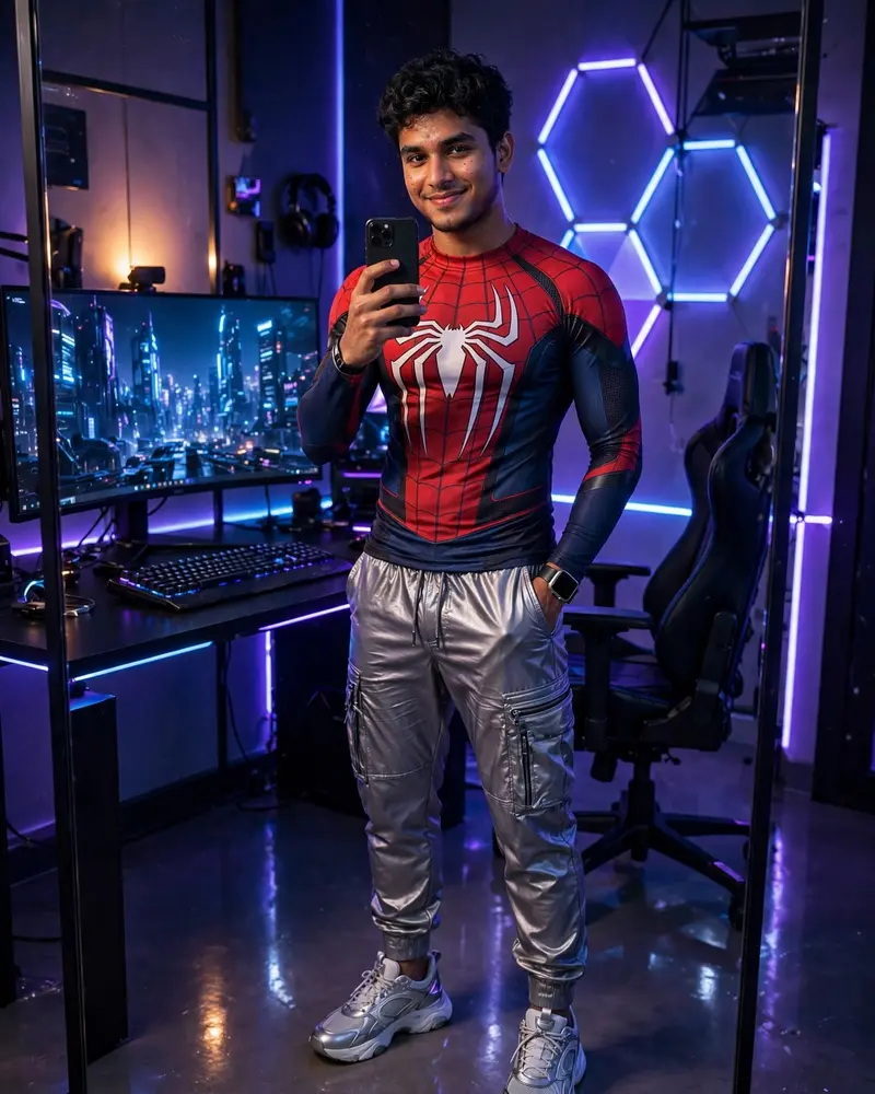 Spider-Man Gaming Room Mirror Selfie