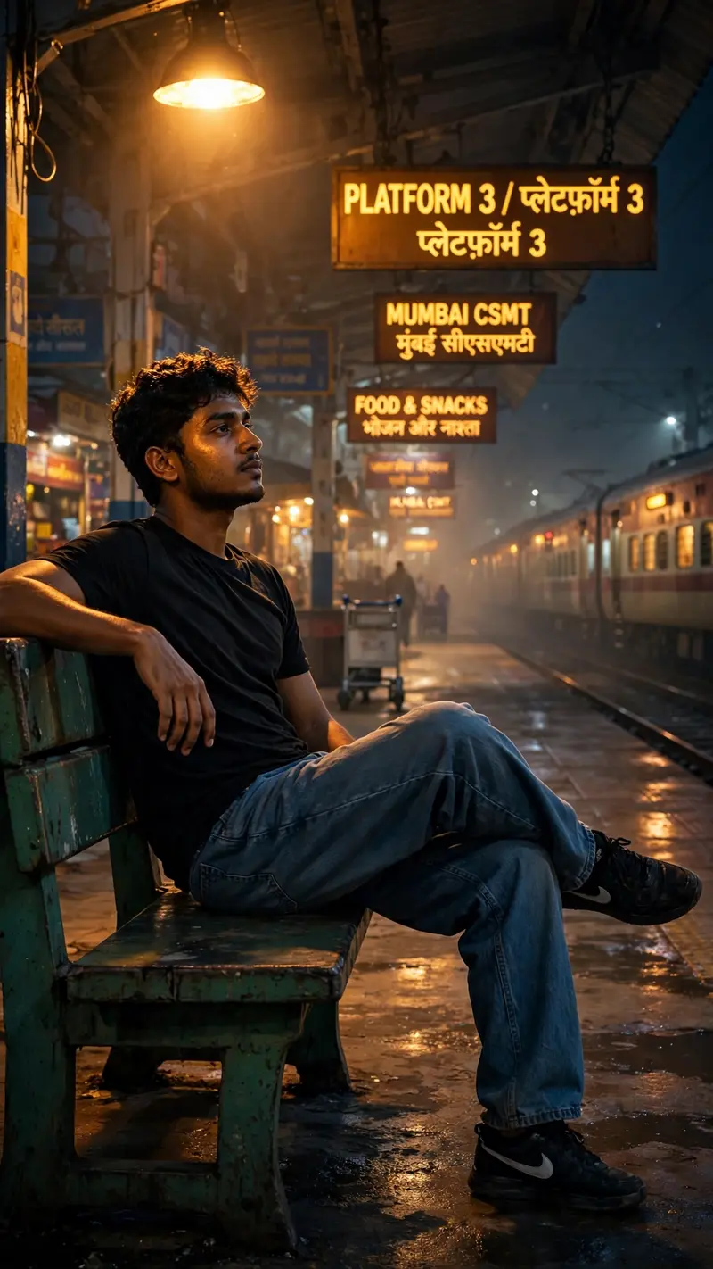 Late Night Feelings Railway Station Alone