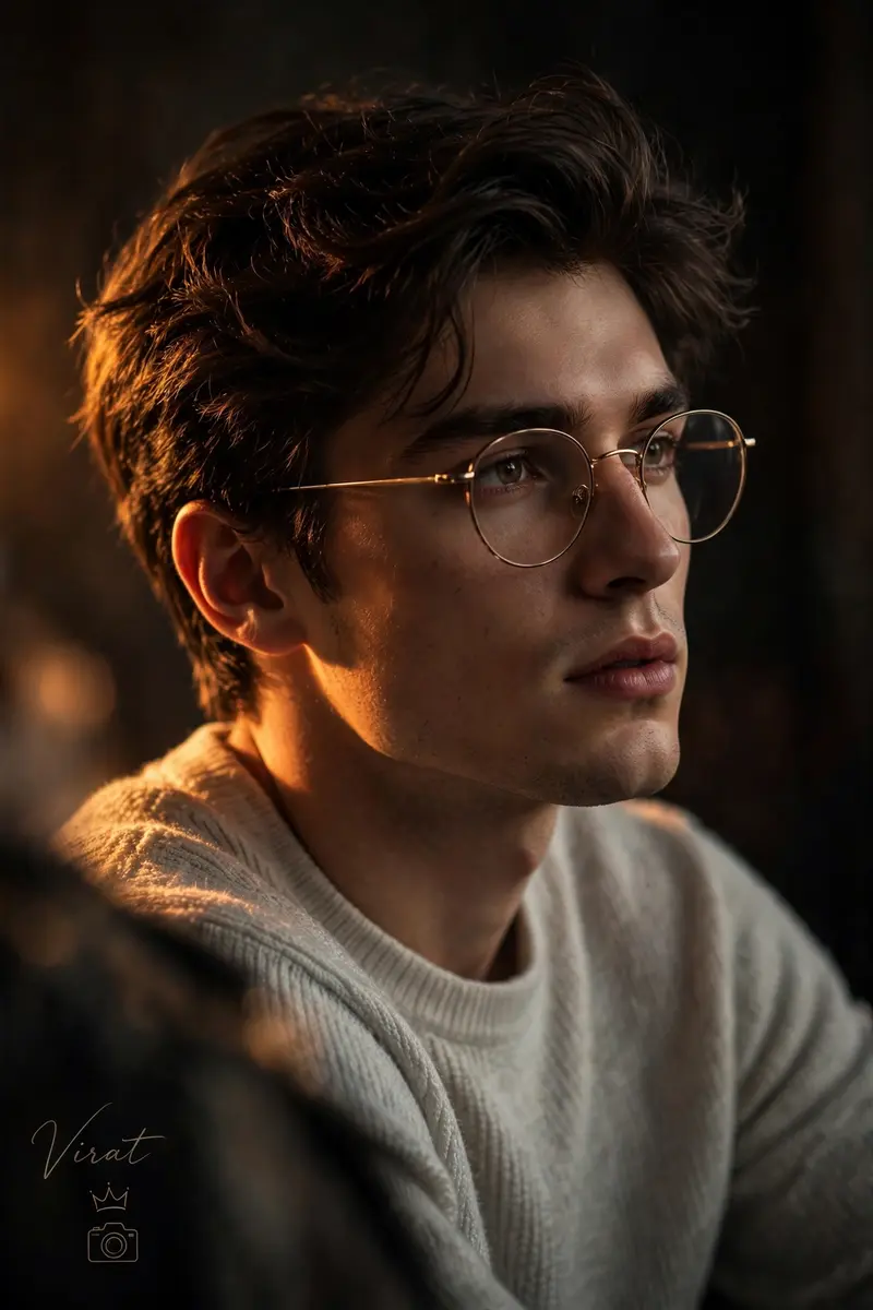 Moody Close-Up Portrait with Glasses