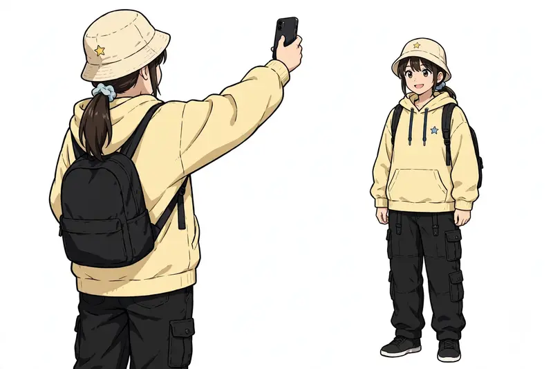Anime-Style Full-Body Illustration, Viewed from the ...