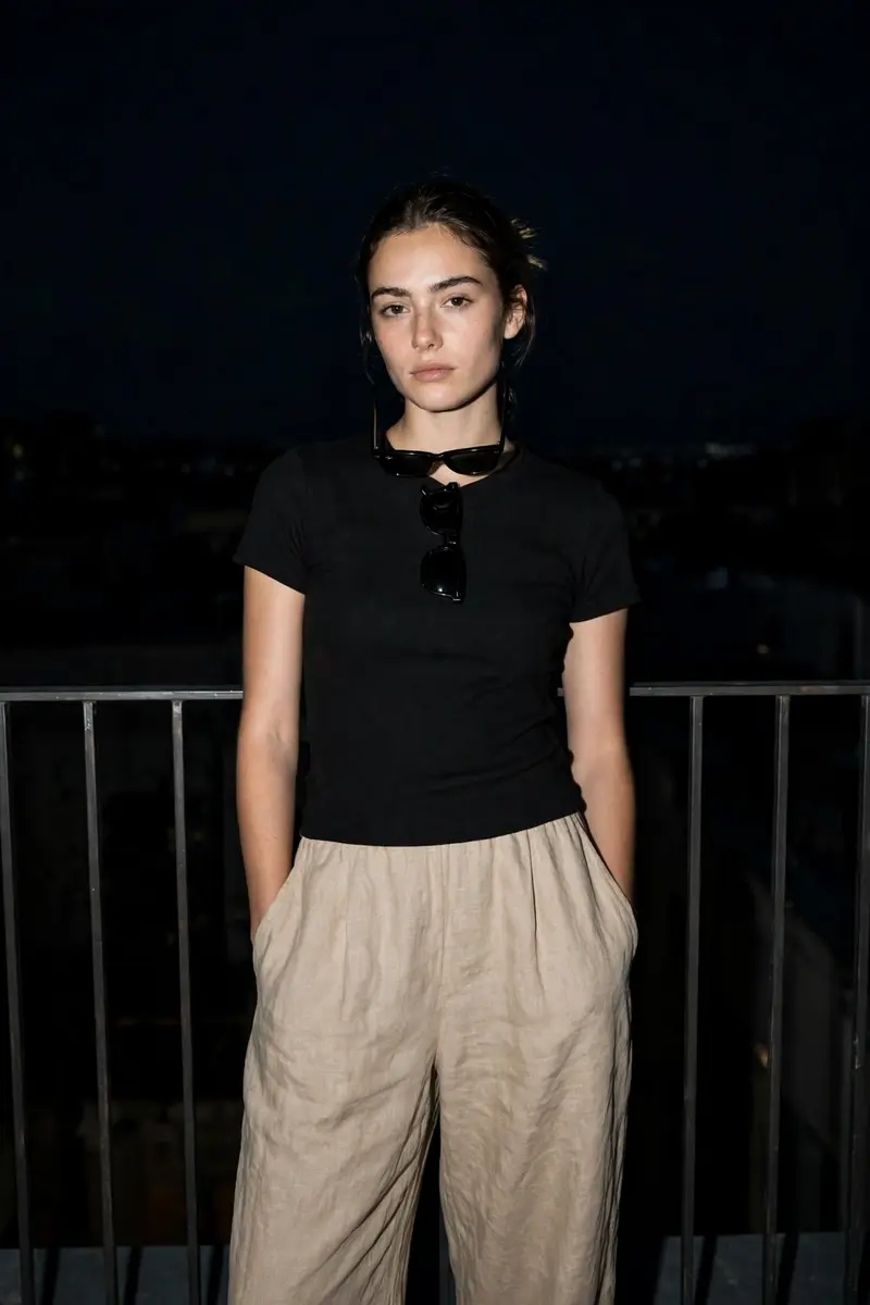 Dark Night Portrait, Woman Standing Upright Against ...