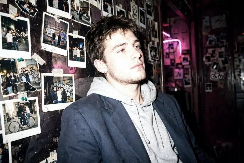 90s Flash Photo in Hoodie and Blazer