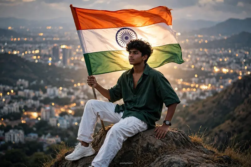 Republic Day Boy in Green Shirt