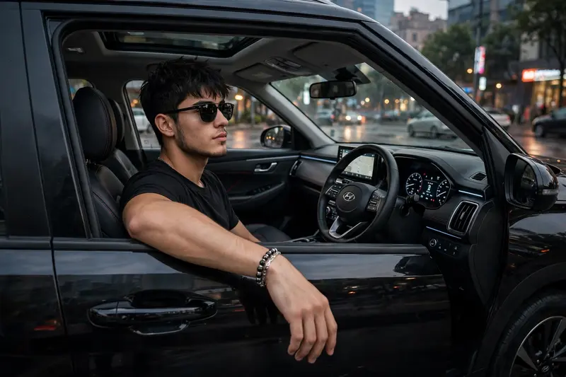 Confident Man in Hyundai Creta