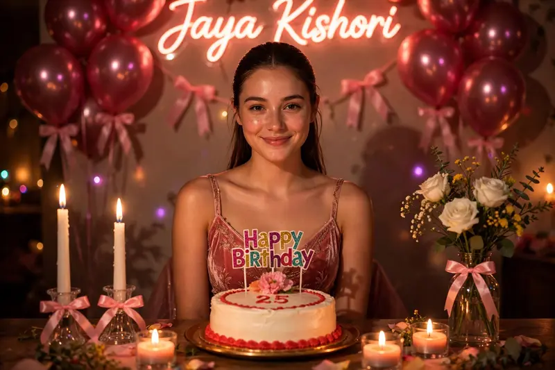 Happy Birthday Woman at Decorated Table