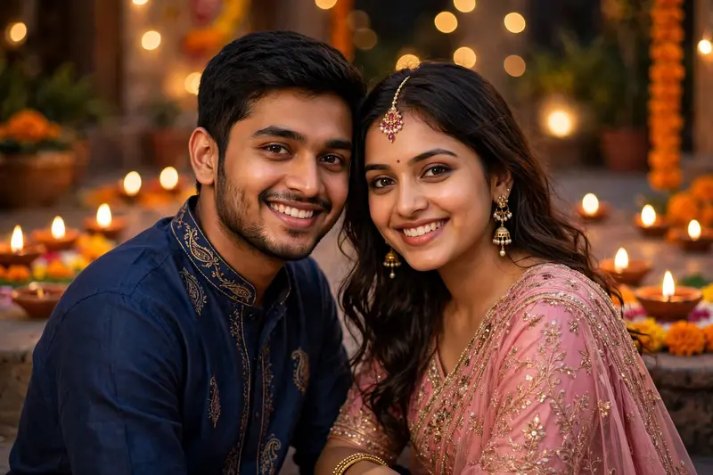 Happy Diwali Couple Portrait