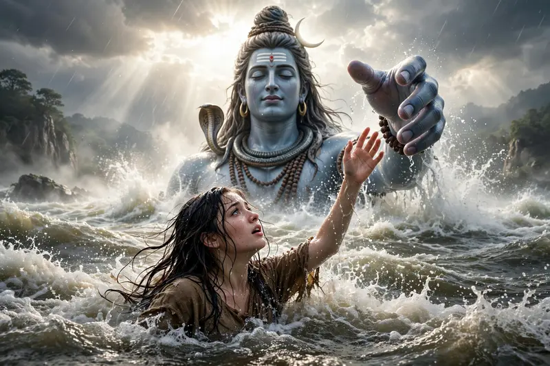 Woman Saved by Lord Shiva in River