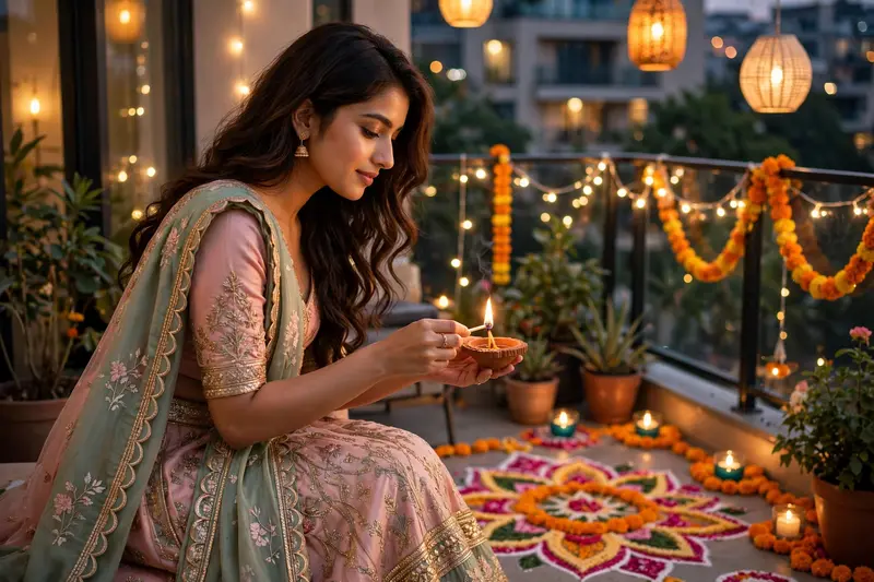 Happy Diwali Festival Scene