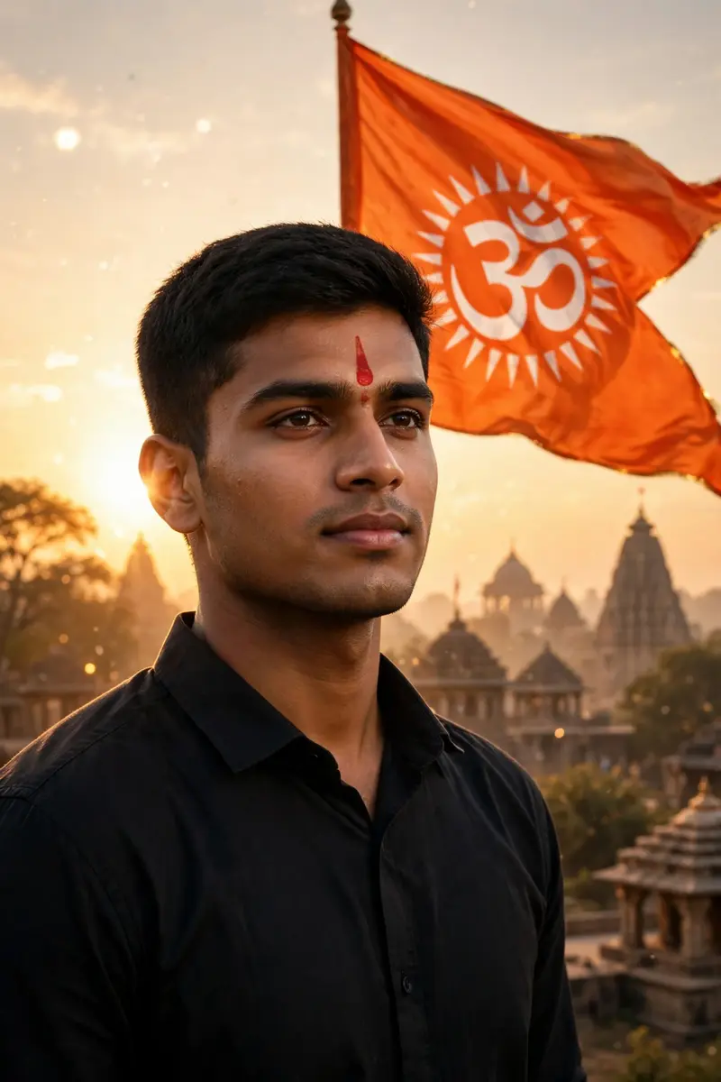 Confident Young Man with Red Tilak