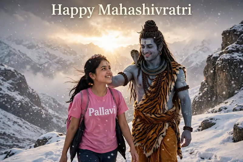 Girl Walking with Lord Mahadev