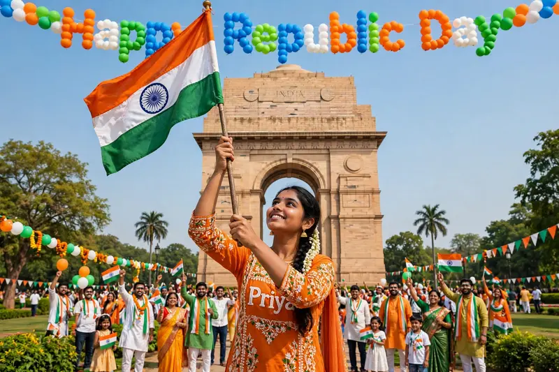 Republic Day Girl at India Gate