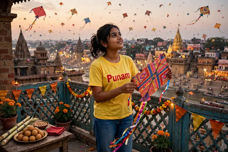 Makar Sankranti Girl with Kite