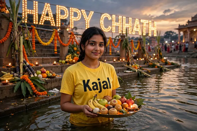 Chhath Puja Girl in Water