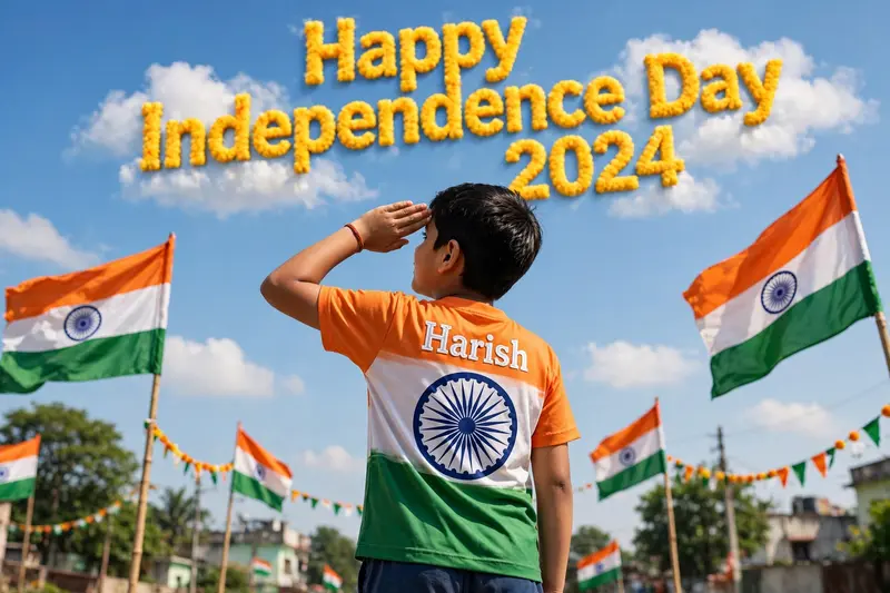 Independence Day Boy in Tricolor T-Shirt