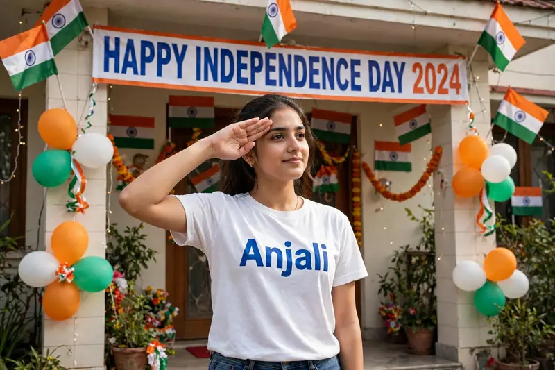 Independence Day Girl Saluting