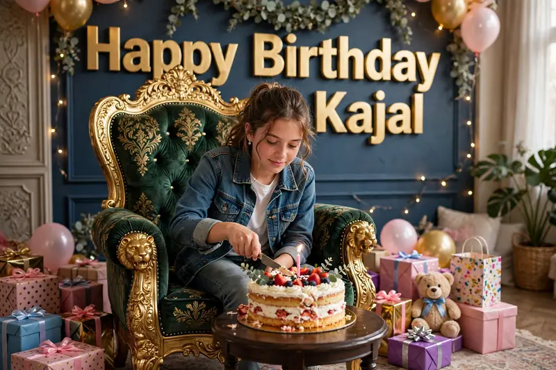 3D Birthday Girl on King Chair