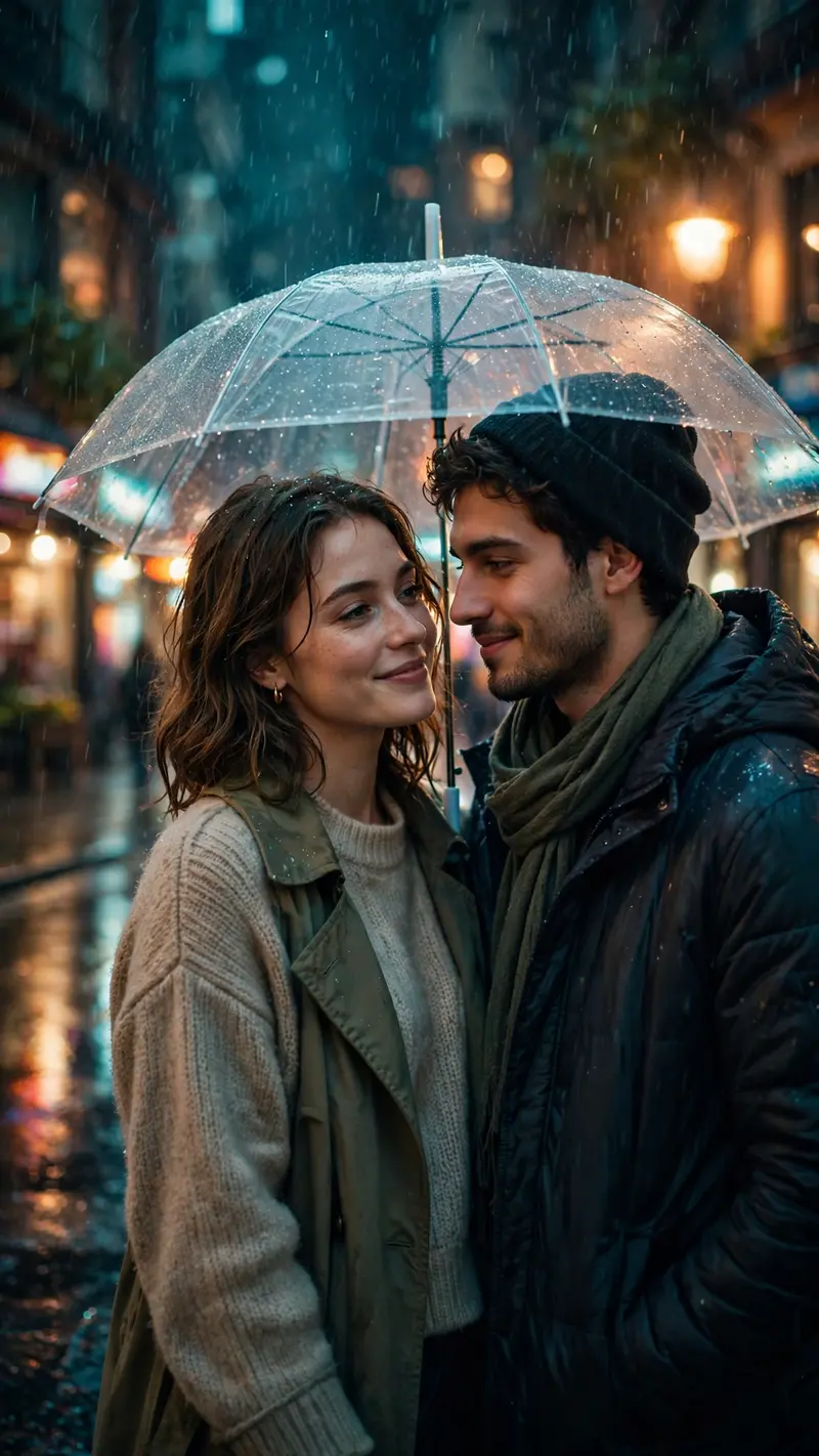 Rainy Night One Umbrella