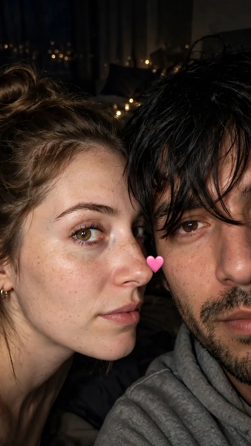 Romantic Flash Selfie Close-Up