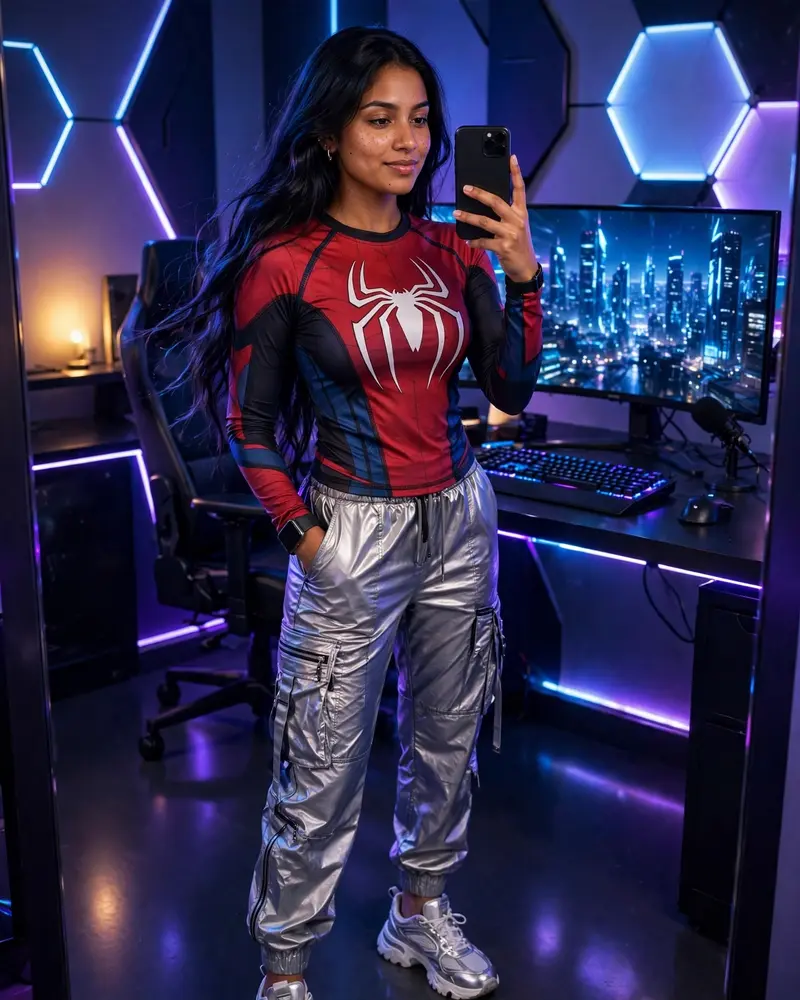 Spider-Woman Gaming Room Mirror Selfie