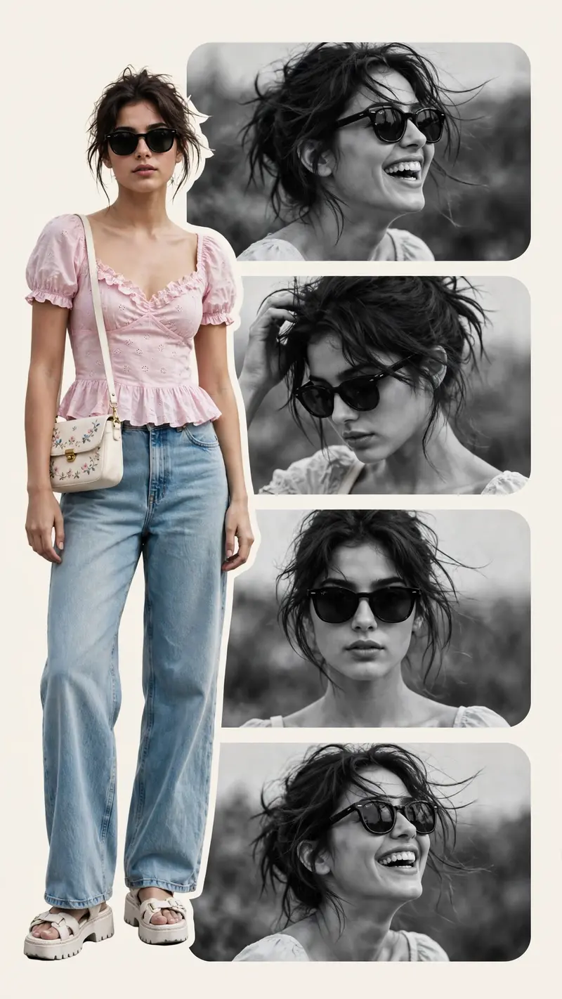 Pink Outfit Monochrome Collage