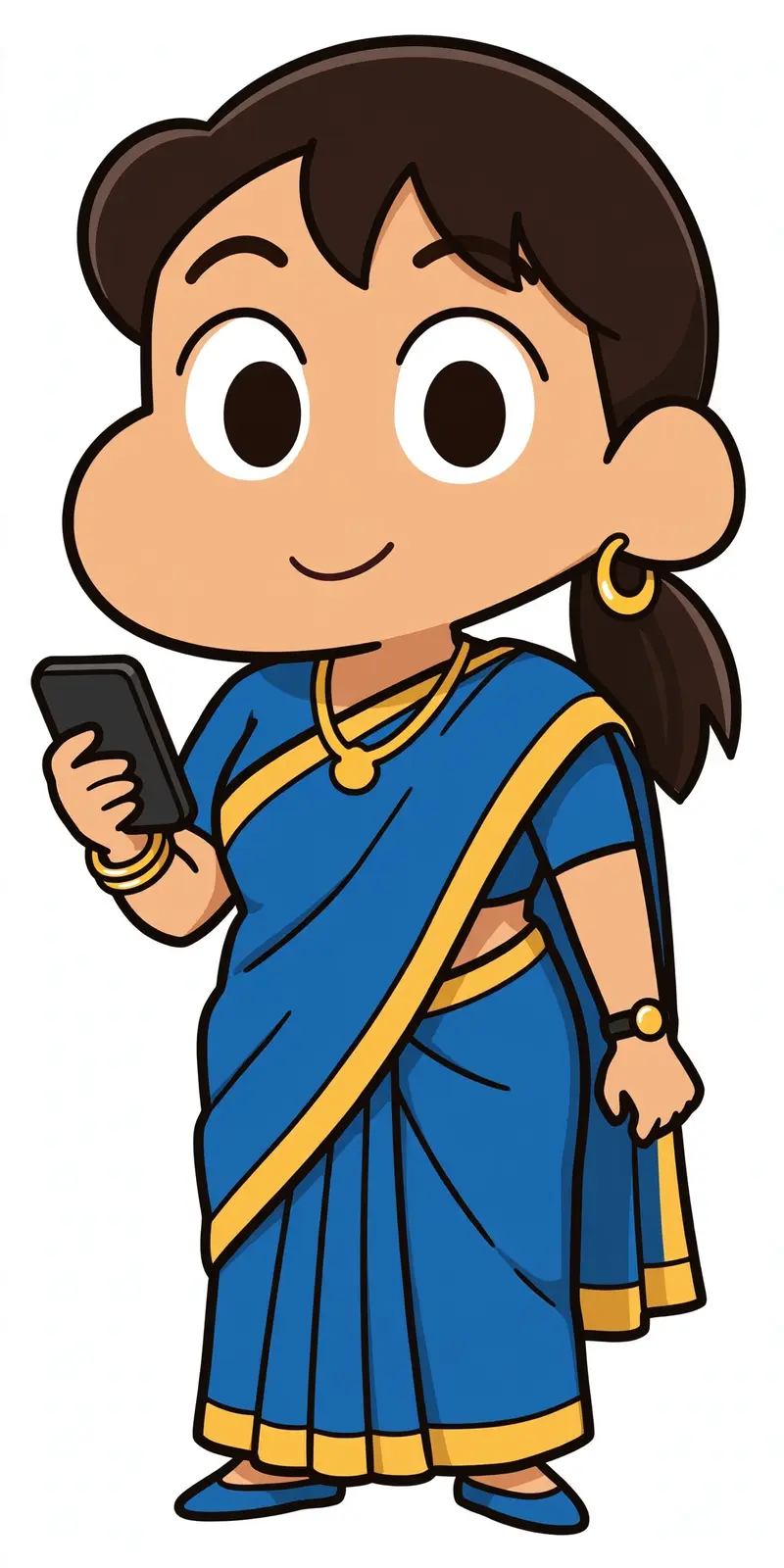 Red Saree Cartoon Transformation