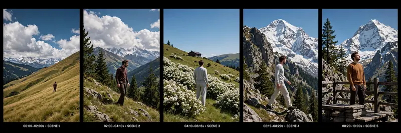 Flow AI Mountain Male Face Lock Video Prompt
