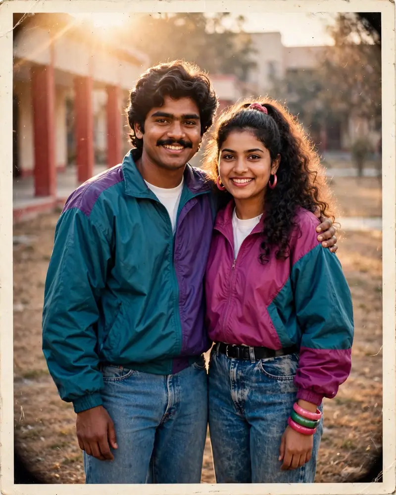 1980s Couple Vintage Portrait Prompt