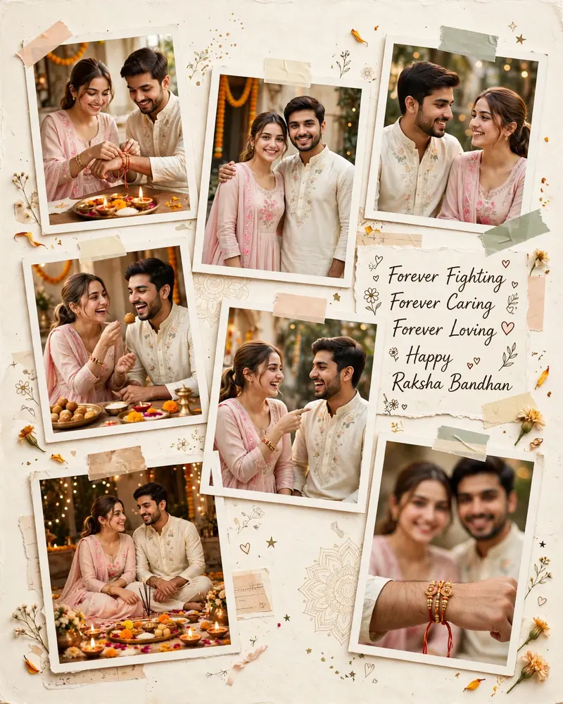 Raksha Bandhan Sibling Collage Prompt