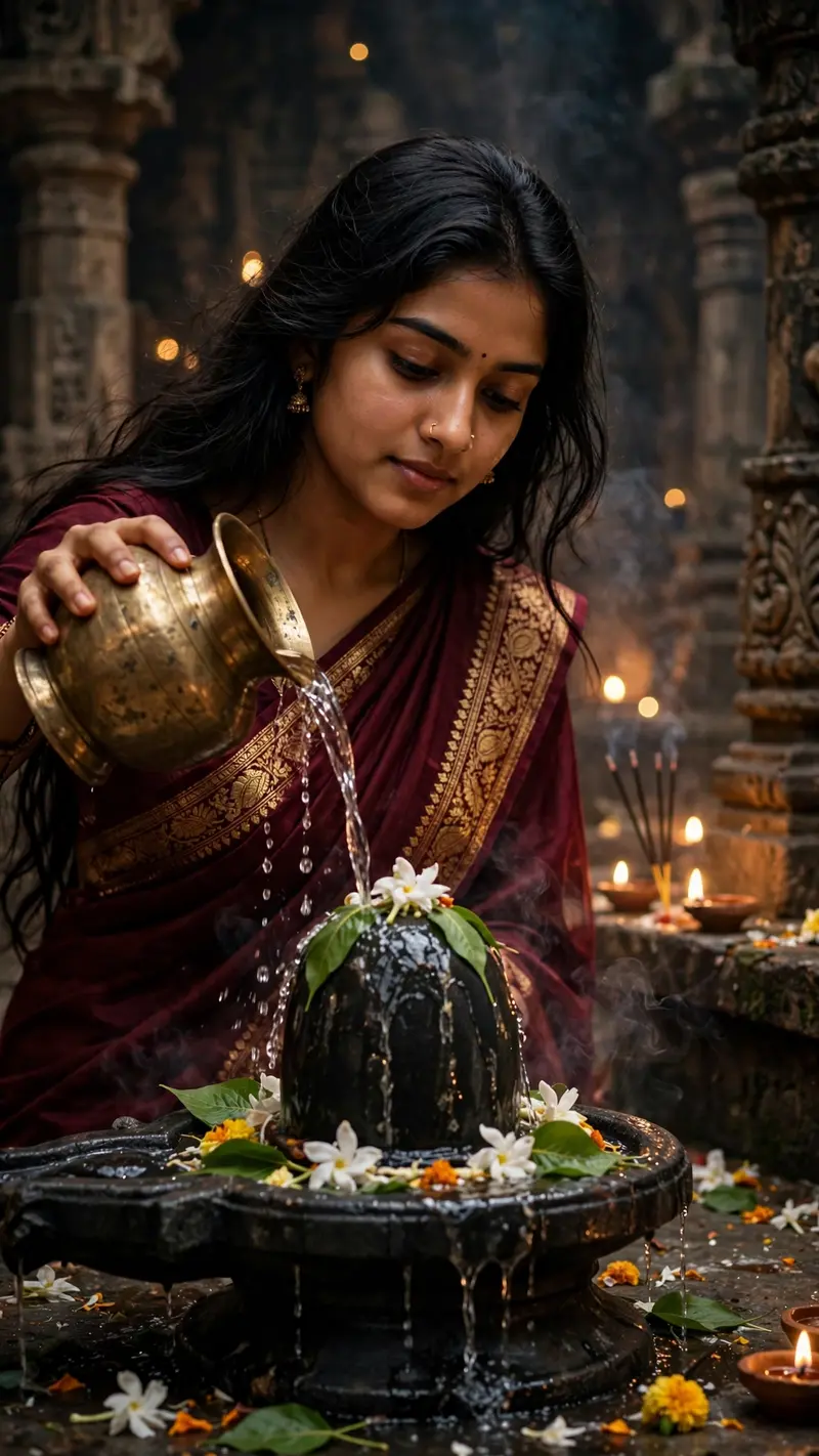 Shivji Temple Banarasi Saree Portrait