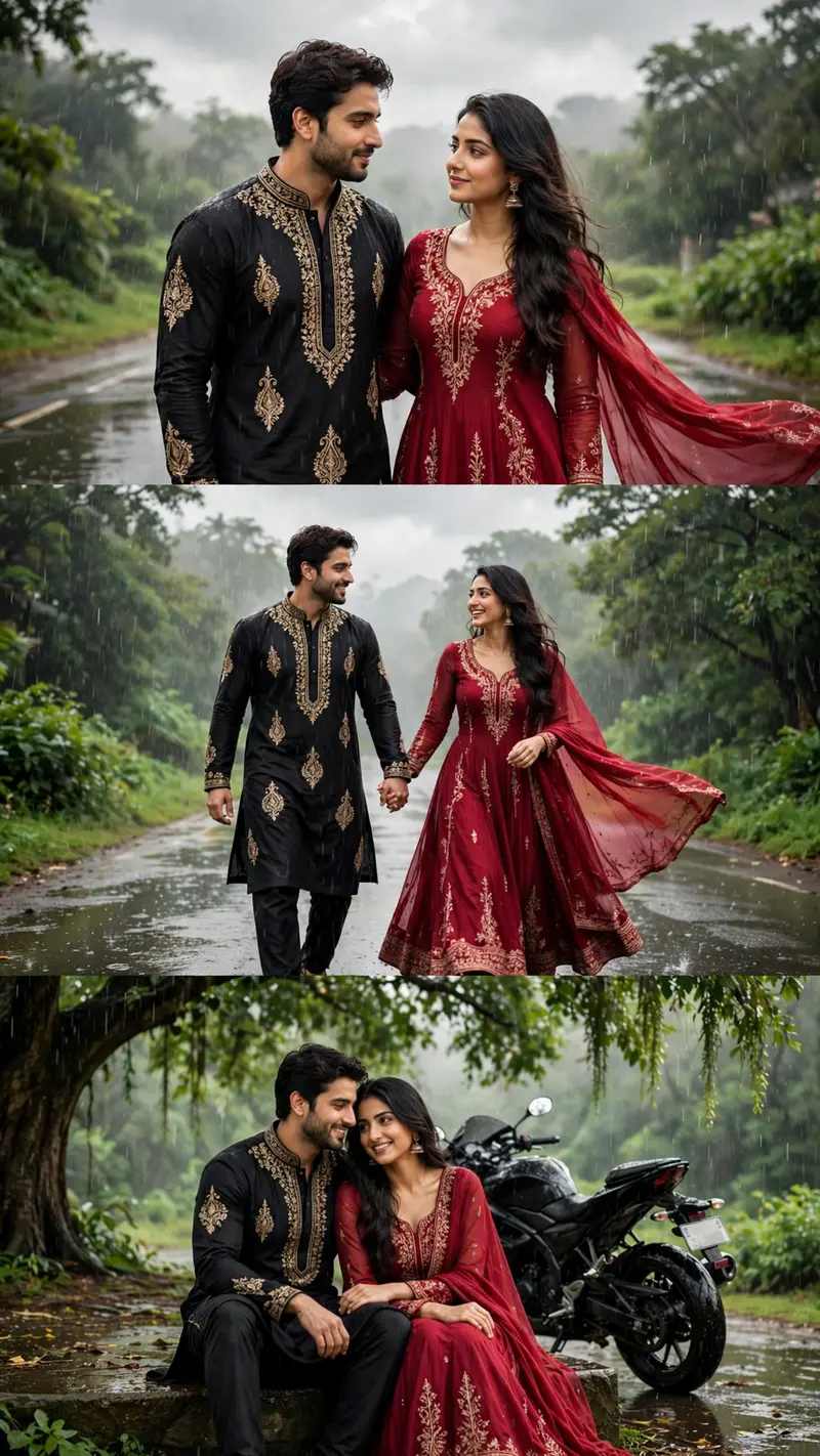 Rainy Day 3-Frame Couple Collage Prompt