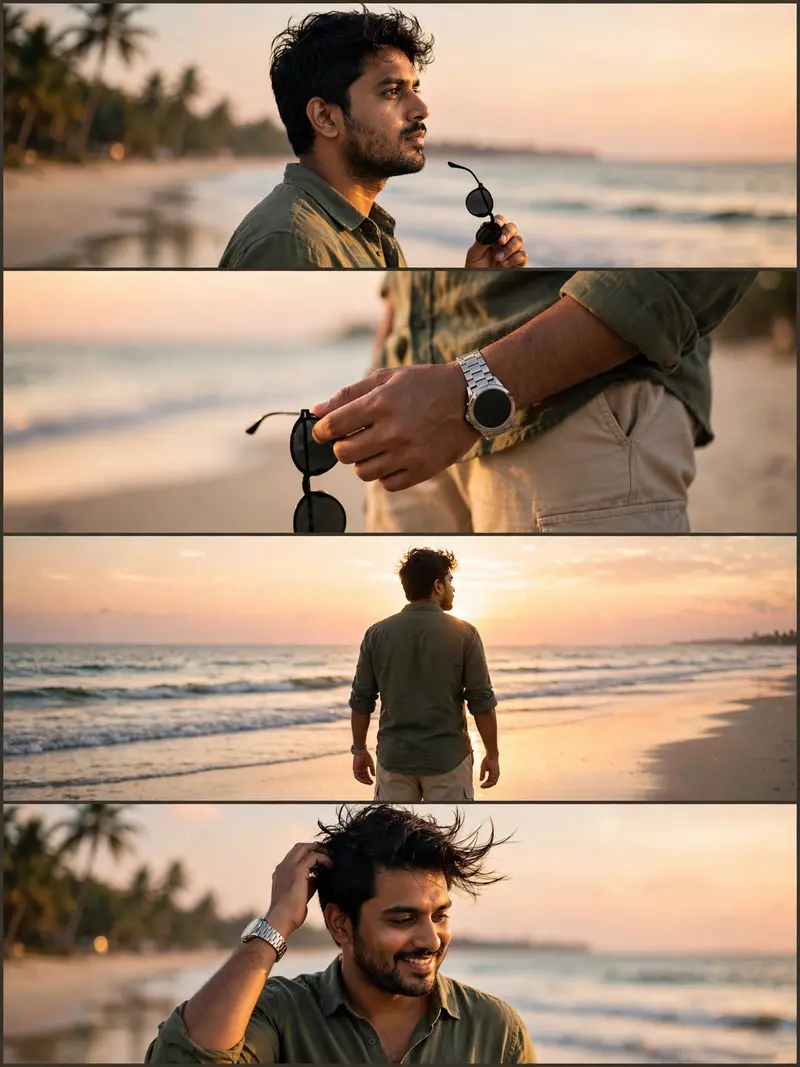 Beach College Boy Photoshoot Collage Prompt