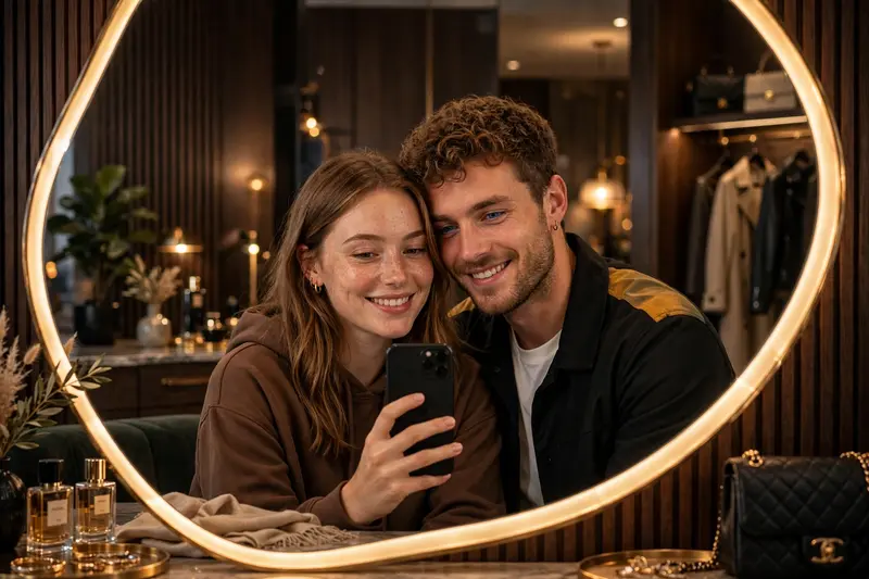 Luxury Couple Mirror Selfie Prompt