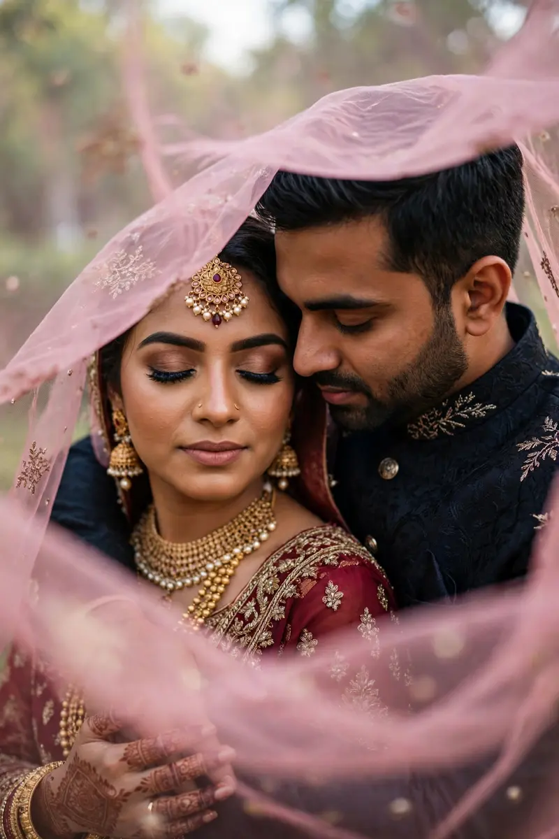 Red Lehenga Bridal Portrait Prompt