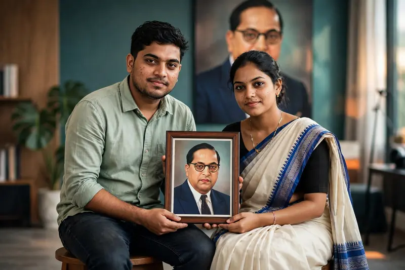 Babasaheb Ambedkar Jayanti Couple Portrait Prompt
