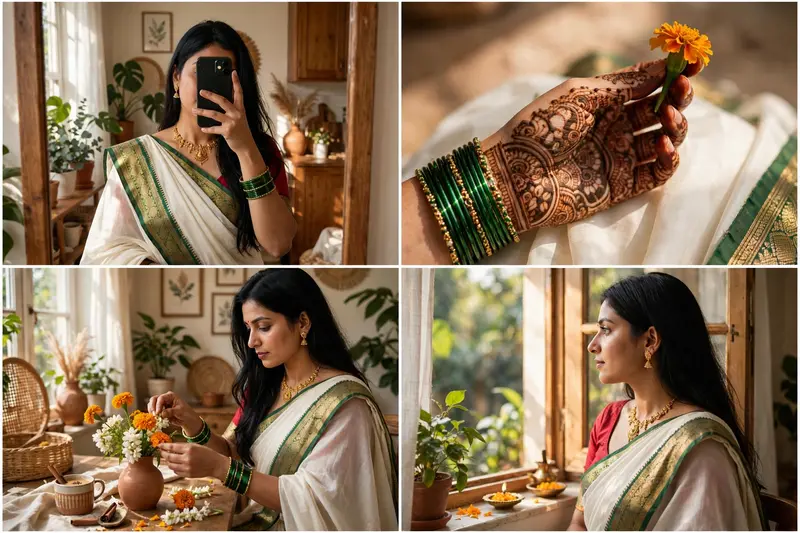 4-Panel Saree Collage Prompt
