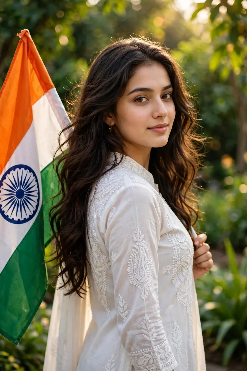 Republic Day Flag Portrait Girls Prompt