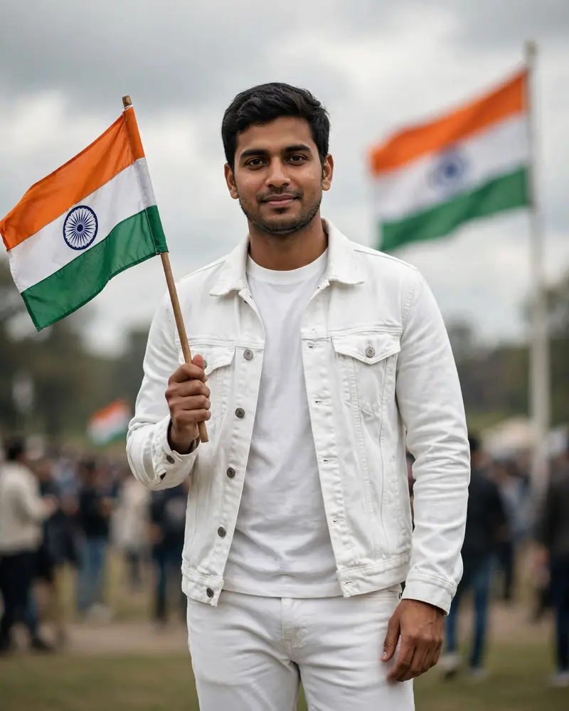 Republic Day Flag Pole Portrait Prompt