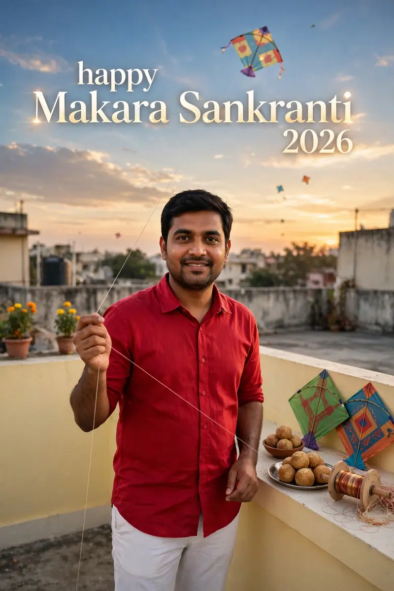 Uttarayan Kite Flying Rooftop Portrait