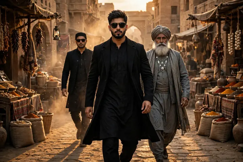 Rahman Dakait Black Kurta Look Prompt