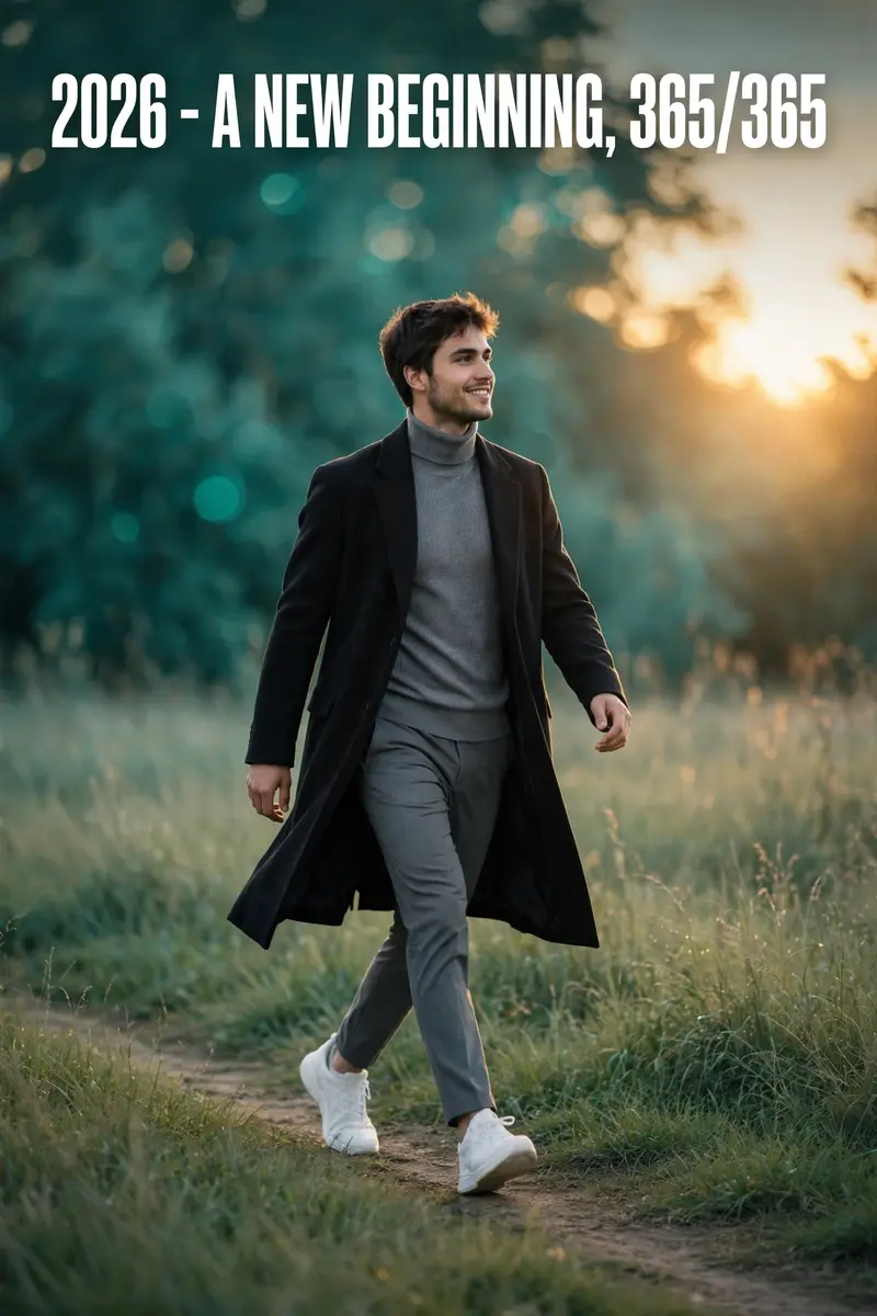 New Year Golden Hour Overcoat Photo Prompt