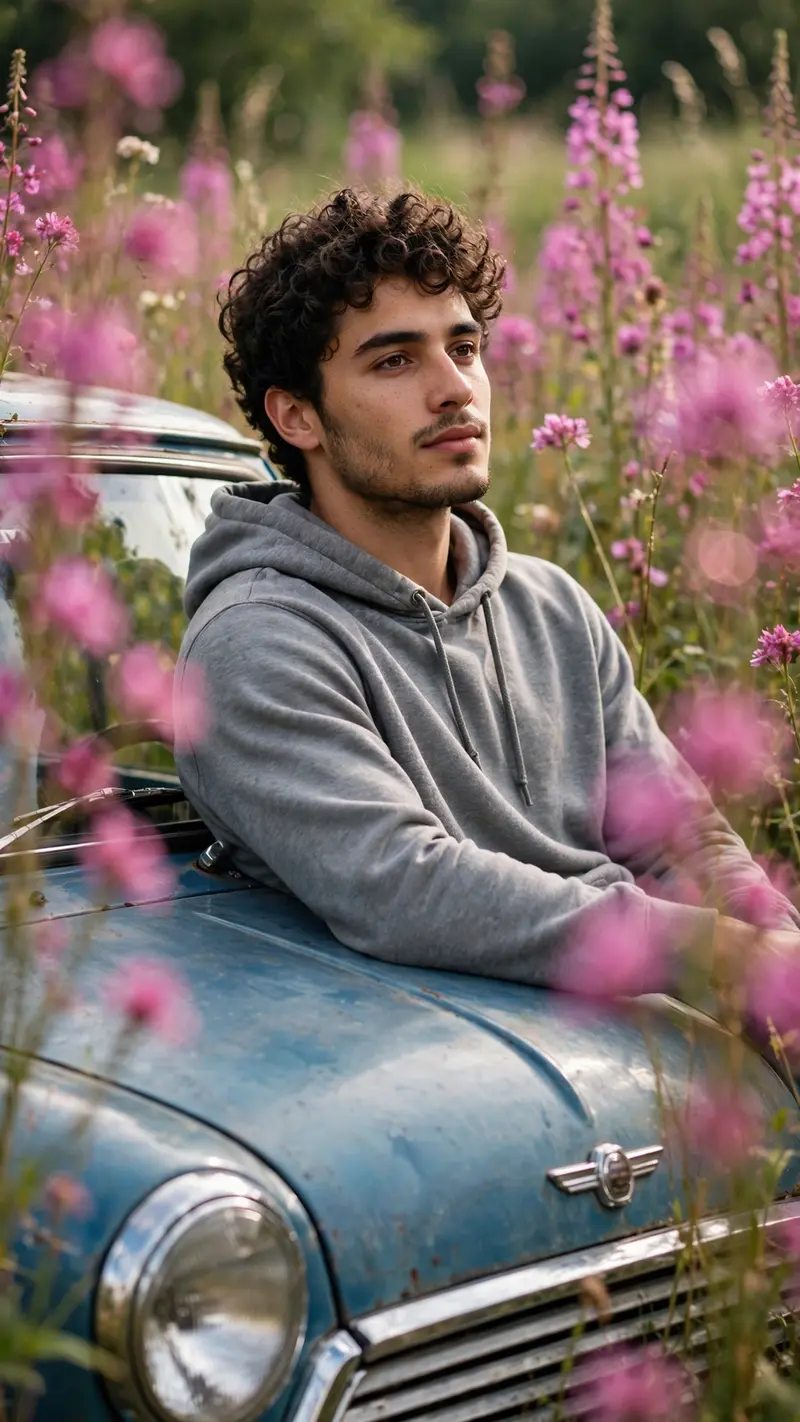 Mini Cooper Flower Field Portrait
