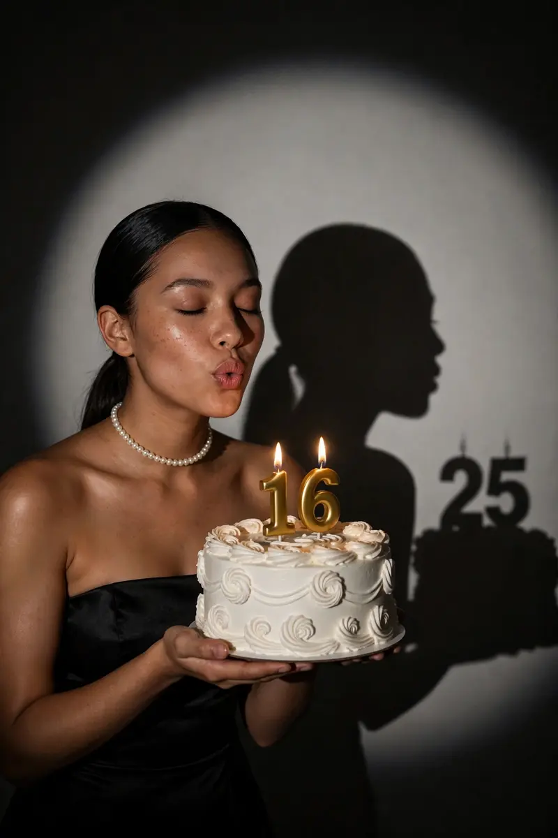 Birthday Black Dress Pearl Choker Prompt