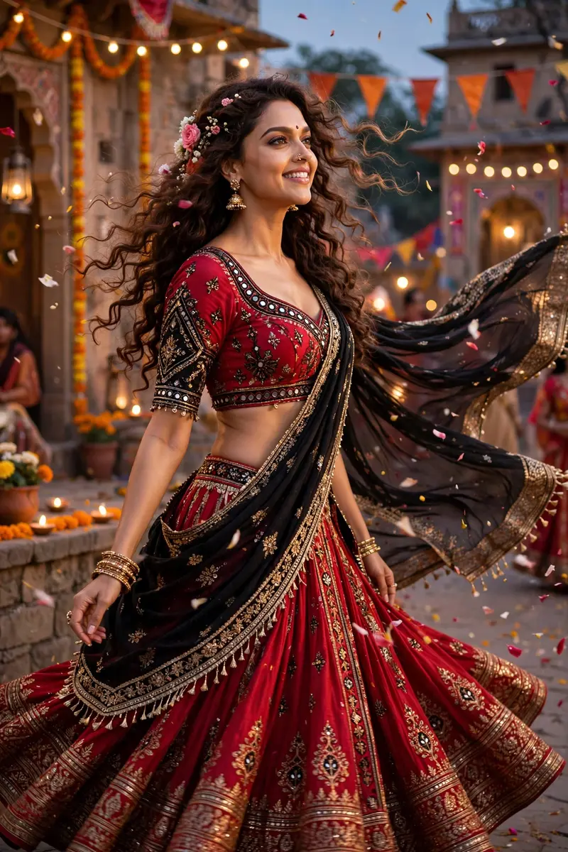 Navratri Red Ghagra Choli Prompt