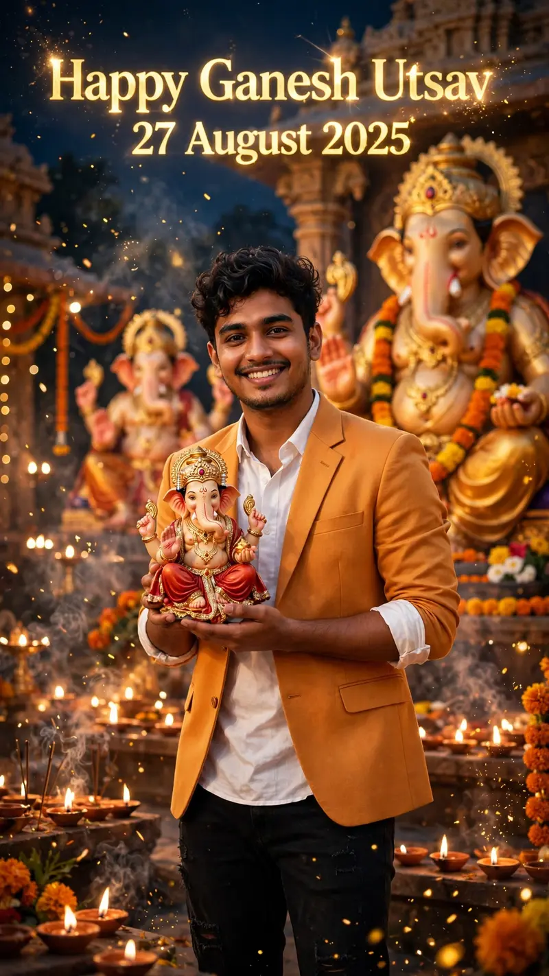 Ganesh Chaturthi White Shirt Portrait Prompt