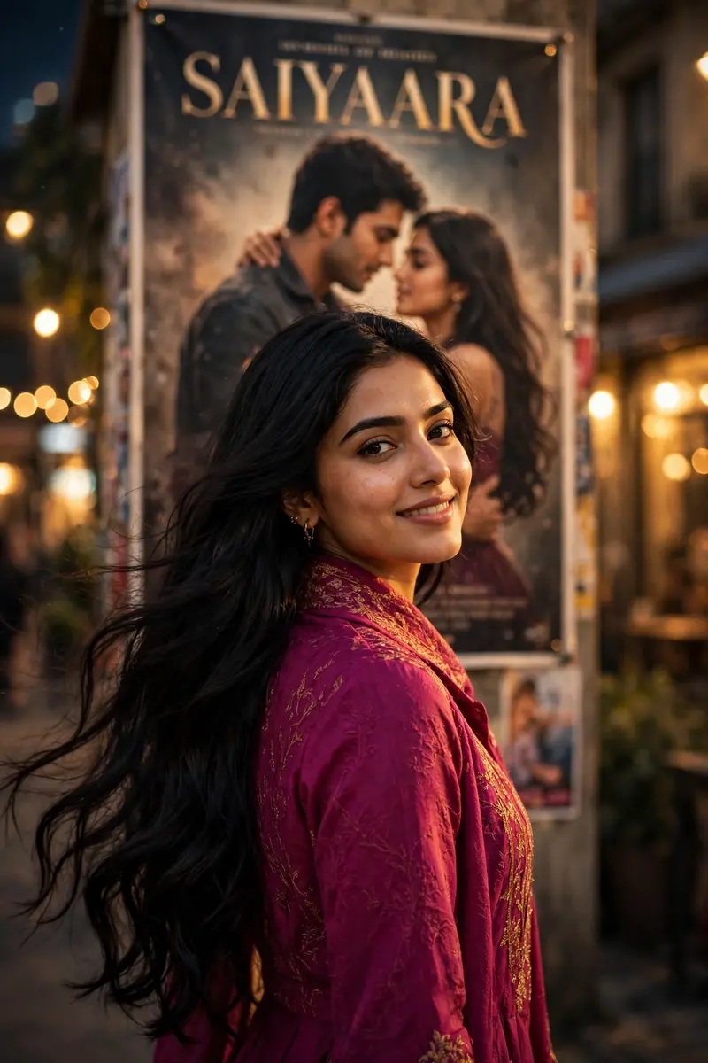 Saiyaara Movie Poster Girl Photo Prompt