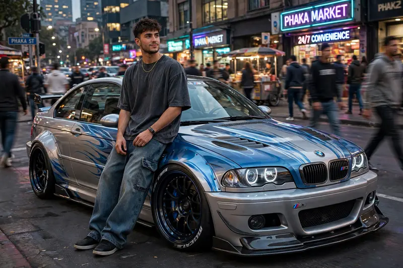 BMW E46 Street Racing Portrait Prompt