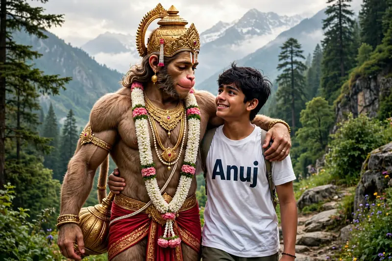 Hanuman Embracing Boy Name Photo Prompt