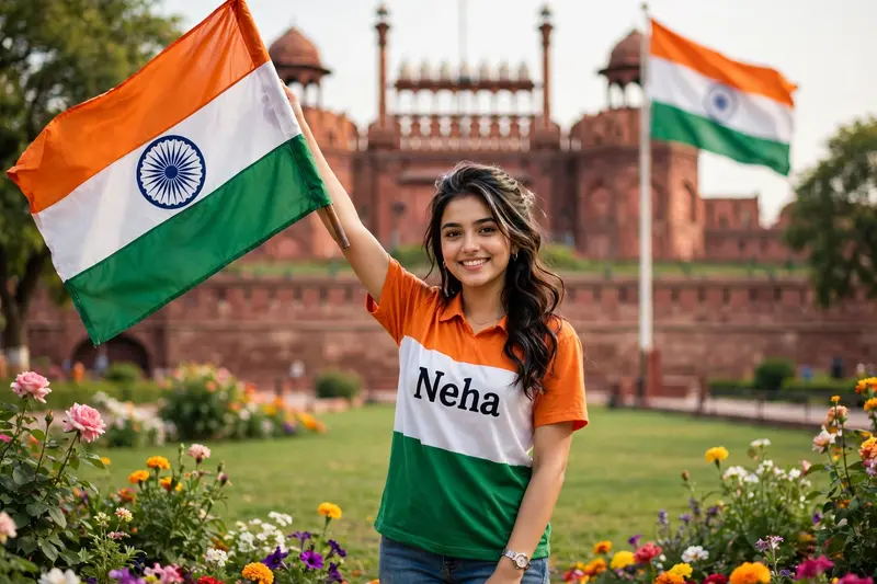 Republic Day Flag Girl Portrait Prompt