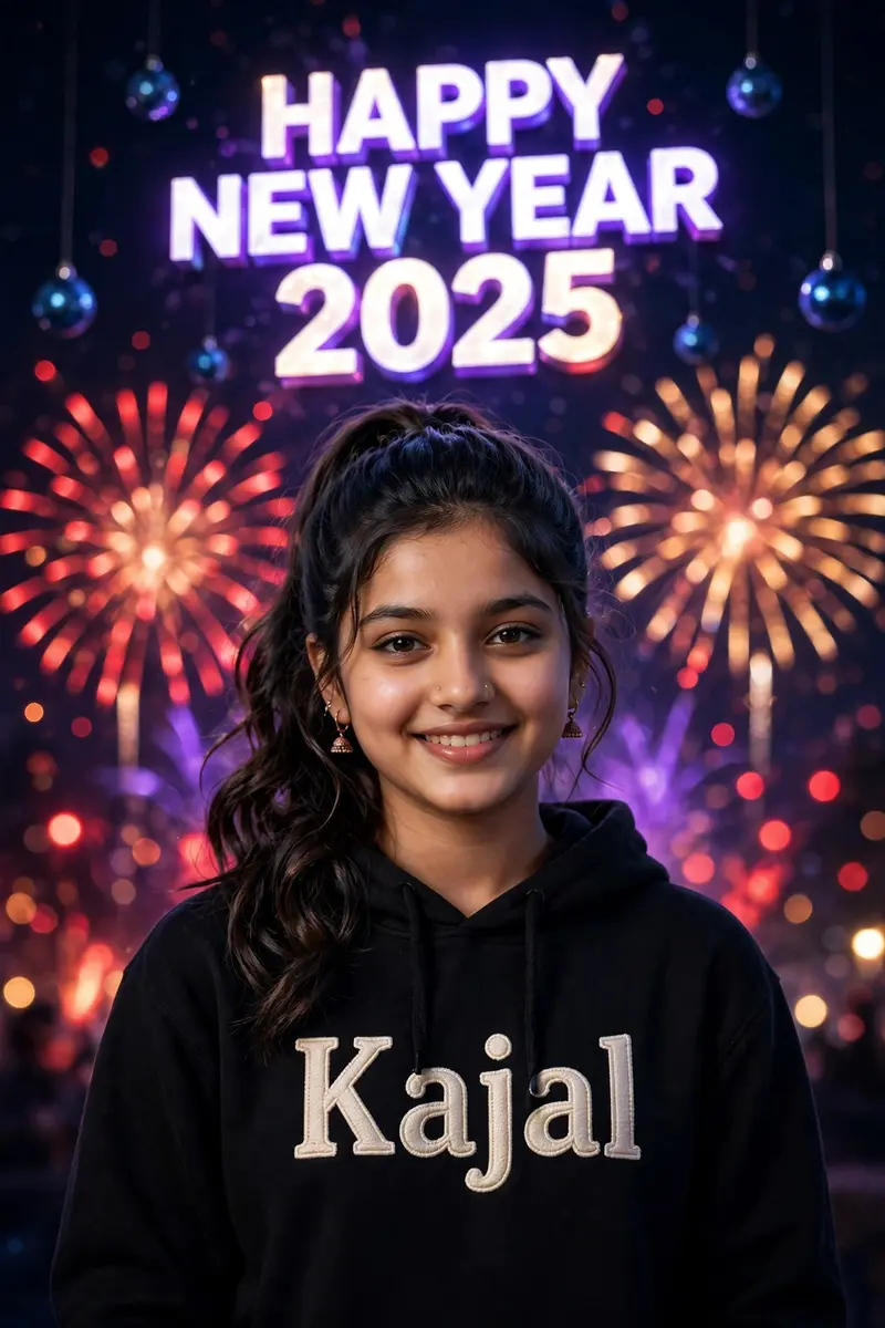 New Year 2025 3D Fireworks Girl Prompt