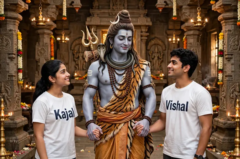 Shiva Blessing Couple Name Photo Prompt